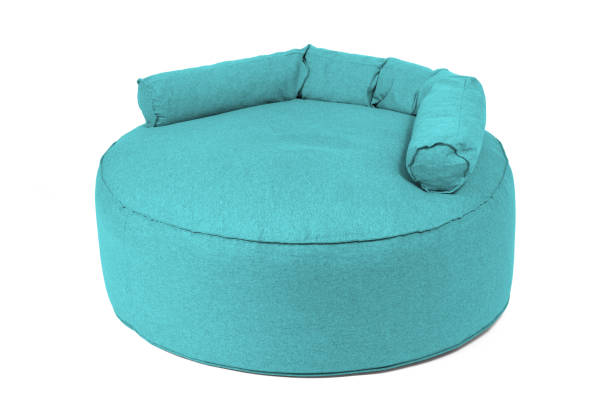 istock Enormous blue beanbag isolated on white background 1291889828