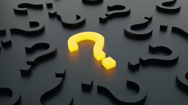 istock Yellow trendy question mark on a background black and grey signs. 3D Rendering 1291894525