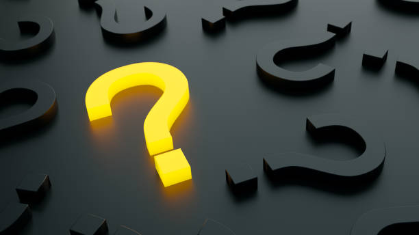 istock Yellow trendy question mark on a background black and grey signs. 3D Rendering 1291894527