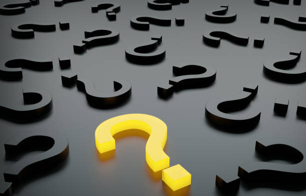 istock Yellow trendy question mark on a background black and grey signs. 3D Rendering 1291894533
