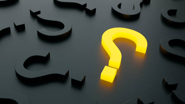 istock Yellow trendy question mark on a background black and grey signs. 3D Rendering 1291894535
