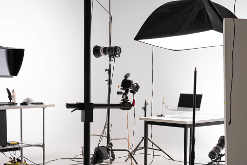 Set up of professional product photography studio