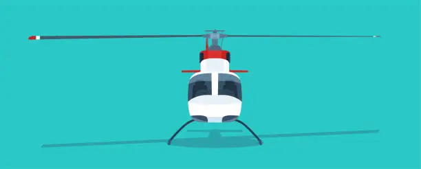 Vector illustration of Helicopter isolated. Front view. Vector flat style illustration.