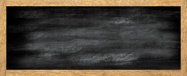 Black information board on wooden wall