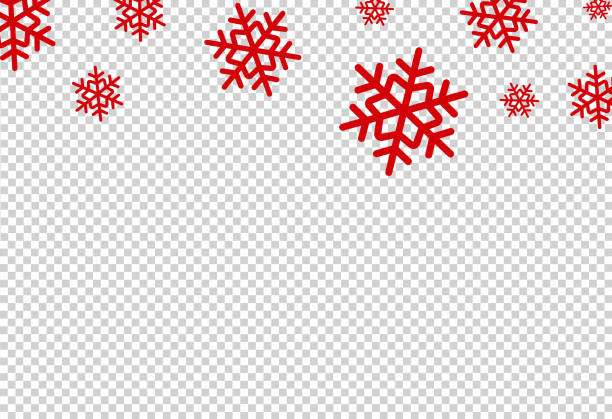 Red flat snowflakes falling  from top ,Christmas decoration isolated  on white or transparent  background, space for text, sale banner template , New Year, Birthdays, illustration vector Red flat snowflakes falling  from top ,Christmas decoration isolated  on white or transparent  background, space for text, sale banner template , New Year, Birthdays, illustration vector snowflake shape silhouettes stock illustrations