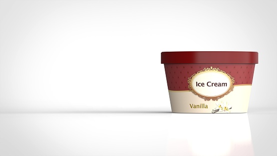ice cream cup vanilla front right 3d rendering