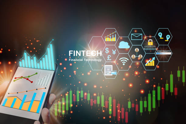 istock Growth graphs on smartphone with fintech icon on abstract background 1291905831
