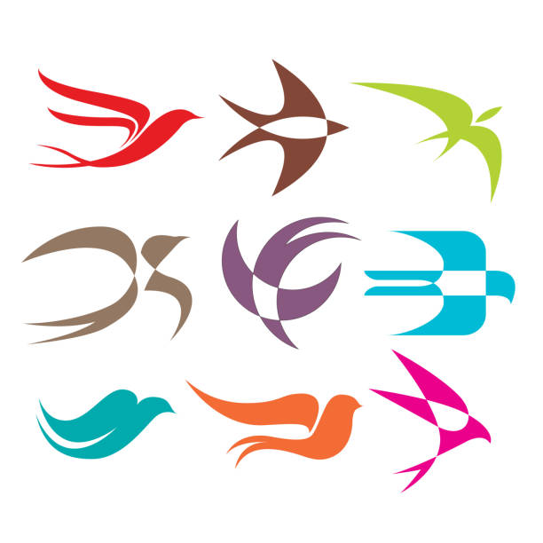 Swallow logo icon symbol design set Swallow bird wing logo icon symbol design set swift bird stock illustrations