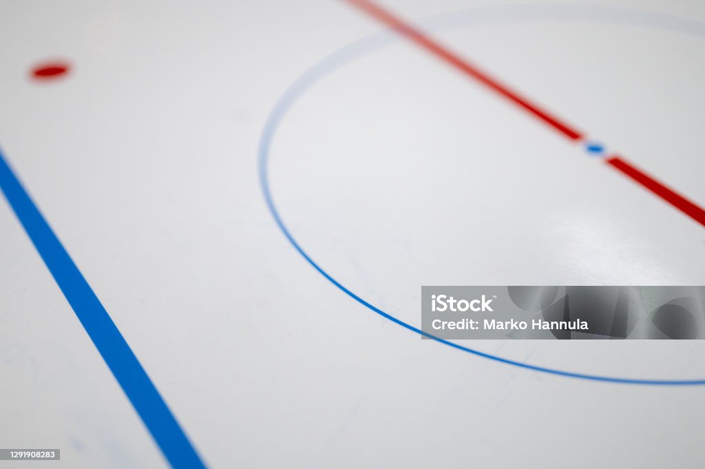 Closeup of a flipchart with ice hockey rink markings on it. Ice Hockey Rink Stock Photo