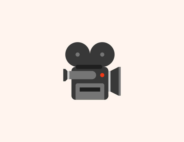 영화 카메라 벡터 아이콘입니다. 고립 된 영화, 영화, 영화 카메라 플랫, 컬러 일러스트 기호 - 벡터 - television camera stock illustrations
