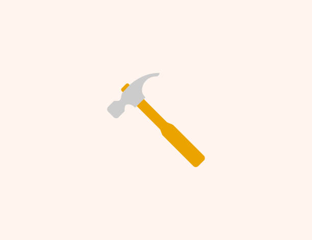 ilustraciones, imágenes clip art, dibujos animados e iconos de stock de icono vectorial de martillo. martillo de garra aislado con mango de madera símbolo de ilustración plana - vector - hammer