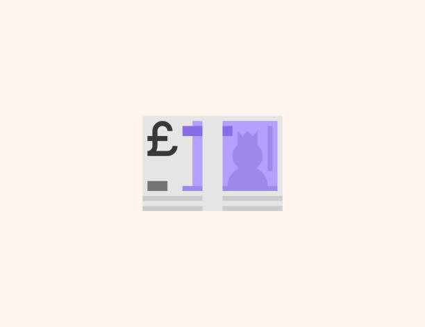 大不列顛英鎊鈔票向量圖示。孤立的英國貨幣平面，彩色插圖符號 - 向量 - bank of england 幅插畫檔、美工圖案、卡通及圖標