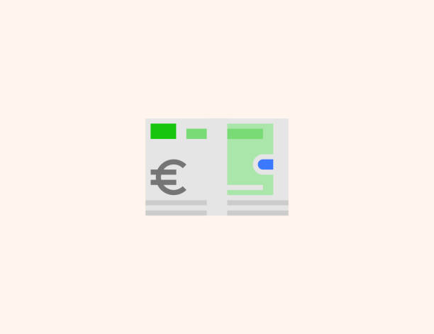Euro banknote vector icon. Isolated European currency flat, colored illustration symbol - Vector Euro banknote vector icon. Isolated European currency flat, colored illustration symbol - Vector banknote euro close up stock illustrations