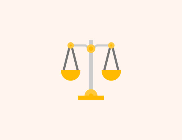 ilustraciones, imágenes clip art, dibujos animados e iconos de stock de icono vectorial de escala de equilibrio. símbolo de ilustración plana de escalas de peso aisladas - vector - weight scale justice balance scales of justice