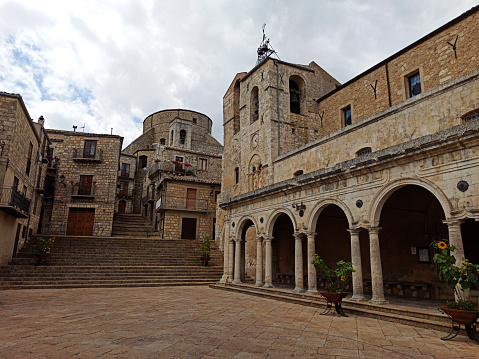Historical town of Petralia Soprana Madonie, main square. Palermo, Sicily, Italy