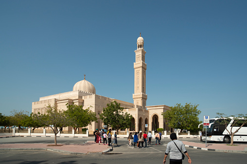 Dubai, United Arab Emirates: Tourists visiting the Al Manara Mosque in Dubai.