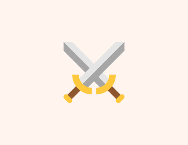 Crossed Swords vector icon. Isolated Swords flat illustration symbol - Vector Crossed Swords vector icon. Isolated Swords flat illustration symbol - Vector damaged fence stock illustrations