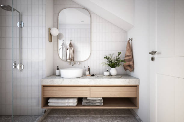 foto d'archivio modern bathroom interior - scandinavian culture foto e immagini stock
