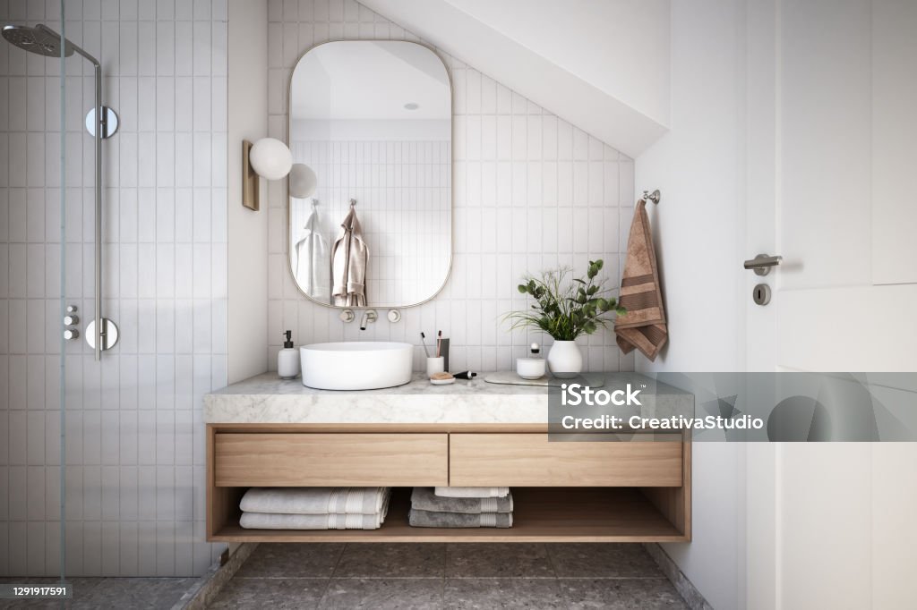 Modern Bathroom Interior stock photo Modern Bathroom Interior stock photo - 3d render Bathroom Stock Photo