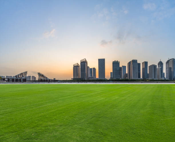 istock Central Park with modern city skyscrapers behind 1291919524