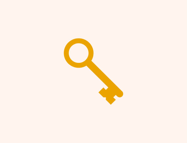 ilustrações de stock, clip art, desenhos animados e ícones de vintage antique key vector icon. isolated old key flat, colored illustration symbol - vector - key locking lock symbol