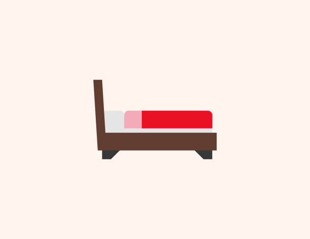 ikona wektora łóżka. meble w odosobnieniu, symbol płaskiej ilustracji sypialni - wektor - pillow symbol blanket computer icon stock illustrations