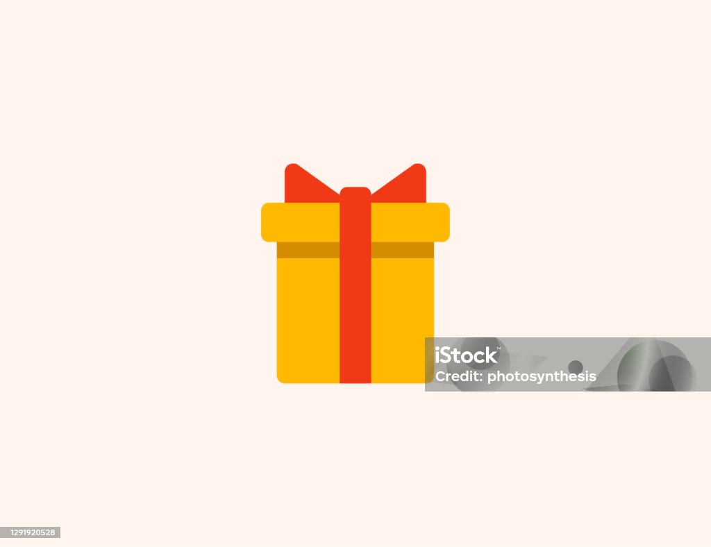 Gift box vector icon. Isolated birthday present box flat, colored illustration symbol - Vector - Royalty-free Prenda arte vetorial