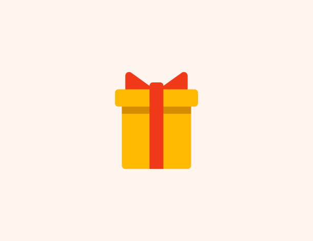 значок вектора подарочной коробки. изолированный день рождения настоящее окно плоский, цветной символ иллюстрации - вектор - gift stock illustrations