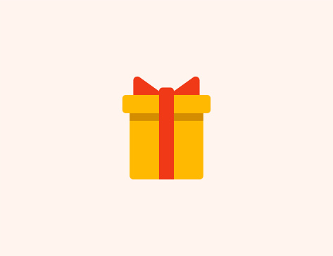 Gift box vector icon. Isolated birthday present box flat, colored illustration symbol - Vector