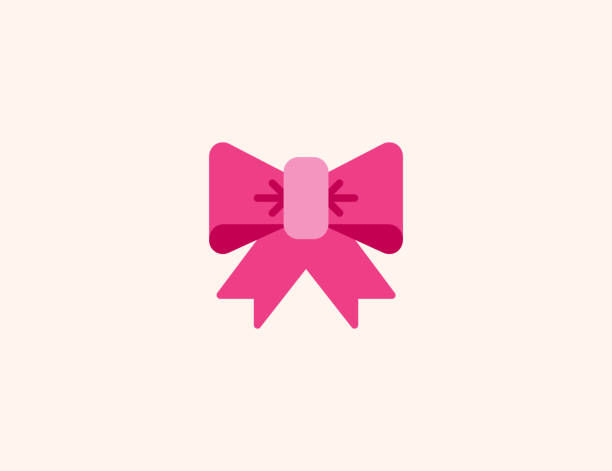 ilustrações de stock, clip art, desenhos animados e ícones de ribbon bow vector icon. isolated pink ribbon bow flat, colored illustration symbol - vector - bowing