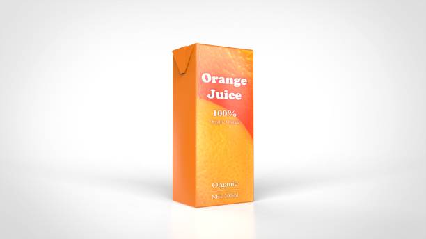 オレンジジュース3dレンダリング - ジュースパック ストックフォトと画像