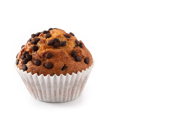 istock Just baked chocolate muffin isolated on white background 1291926699