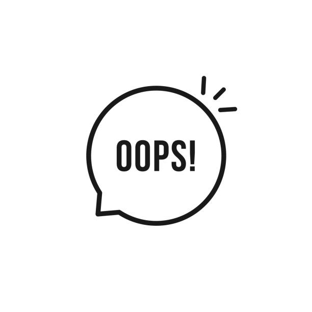 black oops thin line icon black oops thin line icon. flat stroke style trendy speech bubble graphic art design element isolated on white background. concept of minimal badge of wonder or fail and error word cloud shapes stock illustrations