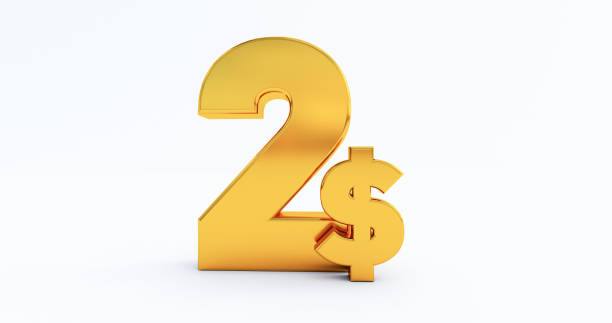 istock 3D of two dollar isolated on white background, usa dollar $ 1291933218