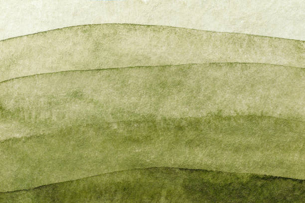 абстрактный фон искусства зеленый и оливковый цвета. акварея живопись на холсте. - хаки стоковые фото и изображения