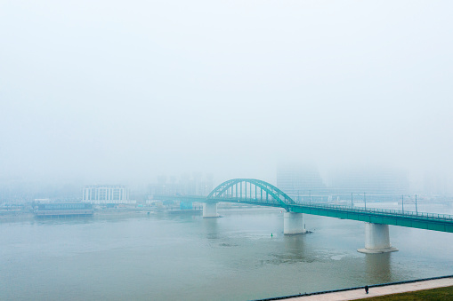 morning mist and beautiful view neture in the  dam