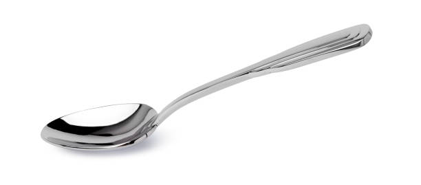 istock Metal steel spoon isolated on white background 1291938263