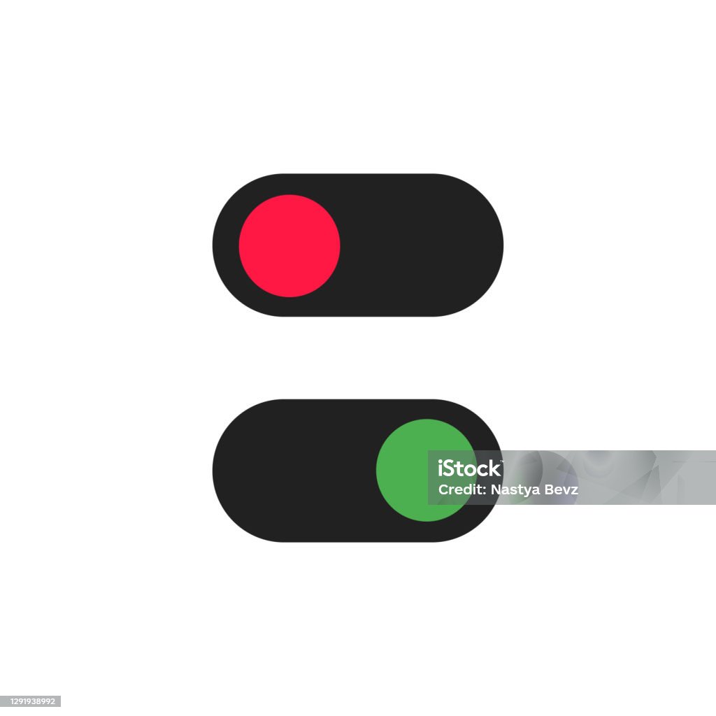 On Off Slider Vector Flat Illustrations Button Toggle Button Green On ...