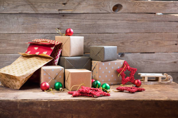 istock New Year and Christmas holidays cards with boxes 1291945903