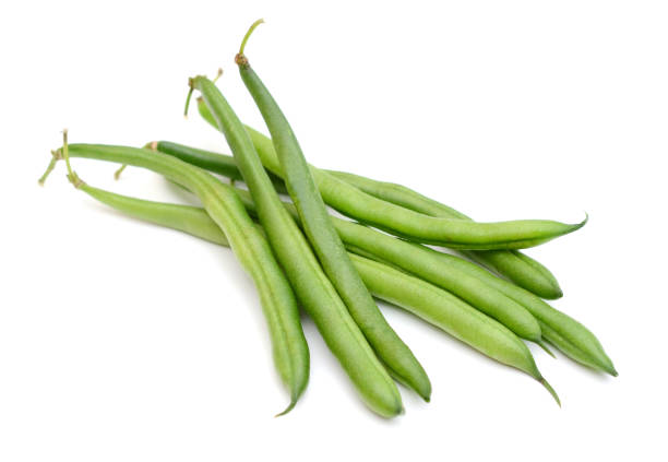 istock Bunch of green beans isolated on white 1291952158