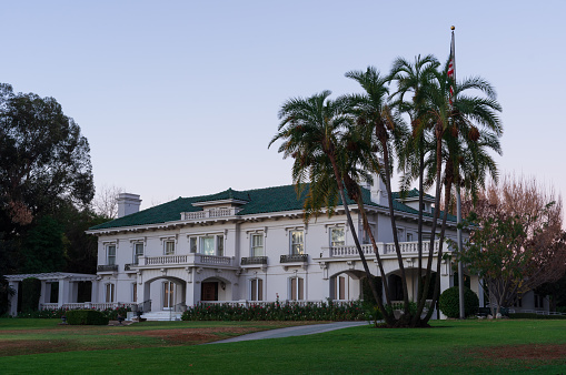 Pasadena, California, USA:  image showing the landmark Wrigley Mansion now Tournament House and permanent headquarters for the Tournament of Roses.