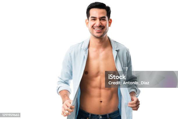 Handsome Young Man With Perfect Muscular Abs Stock Photo - Download Image Now - Abdominal Muscle, Men, Only Men