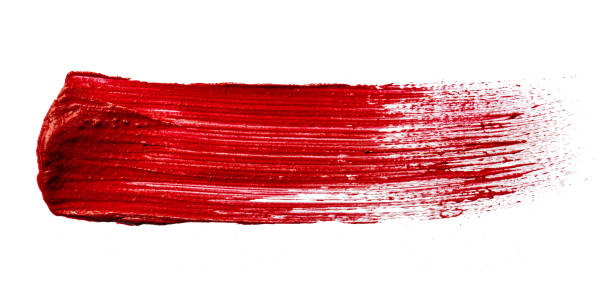istock Stain swatch of a red matte lipstick on white background 1291960647