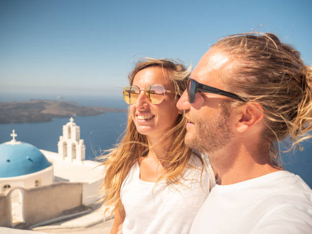 Tourists in Santorini