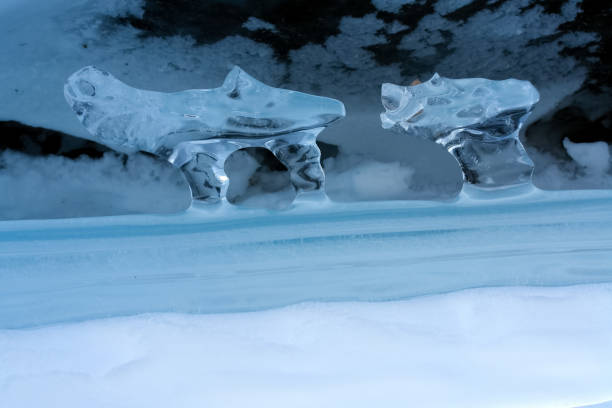 istock Pieces of frozen ice on baikal. Broken ice. 1291961546