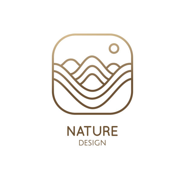 абстрактный логотип горный пейзаж - massage stamps stock illustrations