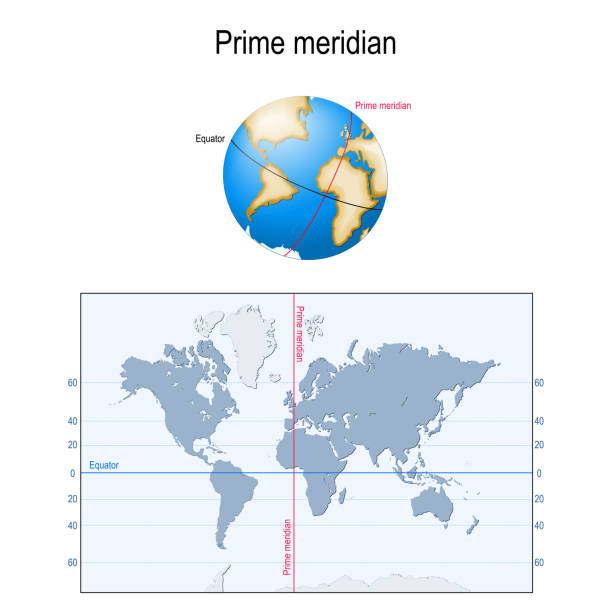 ilustrações de stock, clip art, desenhos animados e ícones de earth's equator, and prime meridian. - east antarctica