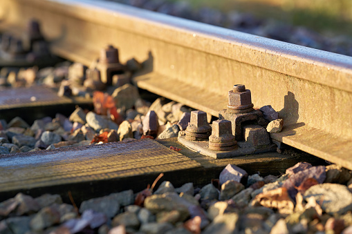 Railway tracks in the industrial harbour in Magdeburg in Germany