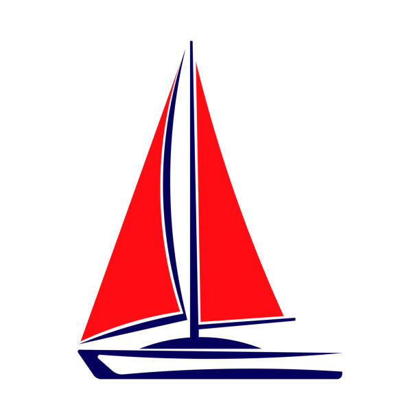 Sailing yacht icon. Side view. Colored silhouette. Vector flat graphic illustration. Isolated object on a white background. Isolate. Sailing yacht icon. Side view. Colored silhouette. Vector flat graphic illustration. Isolated object on a white background. Isolate. white sailboat silhouette stock illustrations