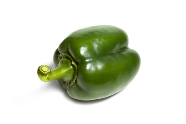 istock Green bell pepper isolated on white background 1291971594